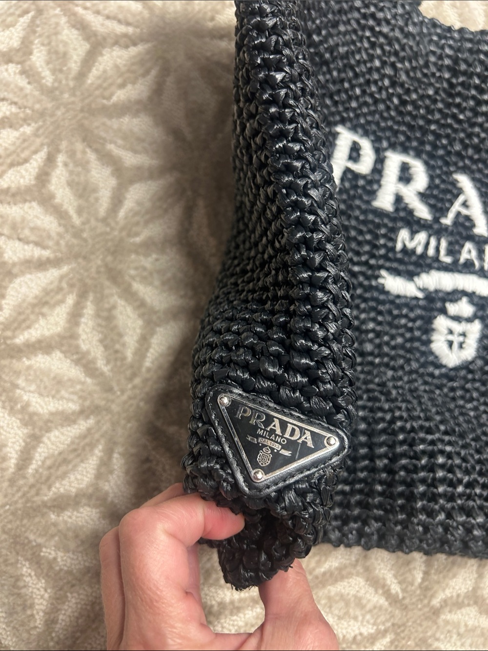 Prada Black Woven Milano Tote - Picture 3 of 6